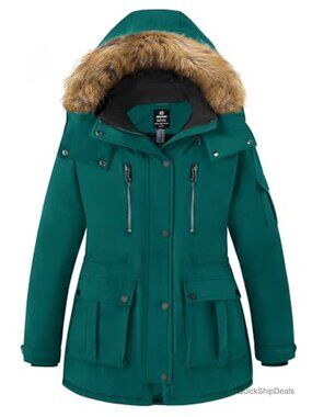 Plus Size Winter Parka Puffer Coat with Hood, Recycled Waterproof